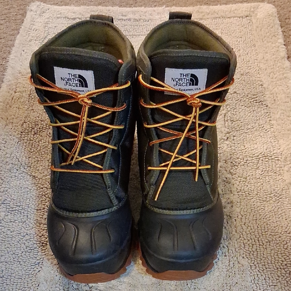 The North Face Black and Green Boots with Orange Laces Brand New No Tags Or Box